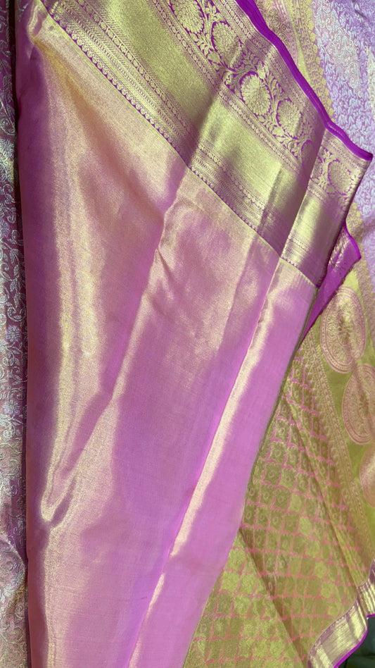 Baby pink pure Kanchipuram silk saree
