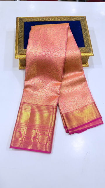 Baby pink pure Kanchipuram silk saree