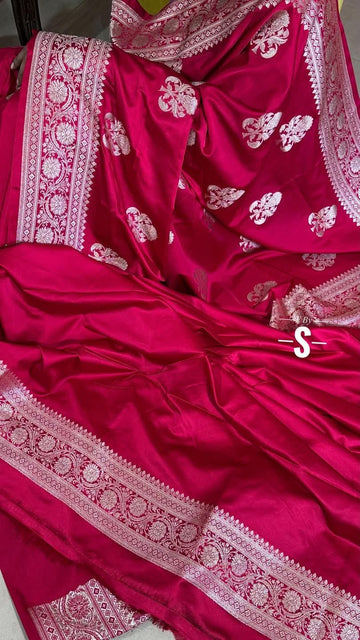 Rose Banarasi mashru silk saree