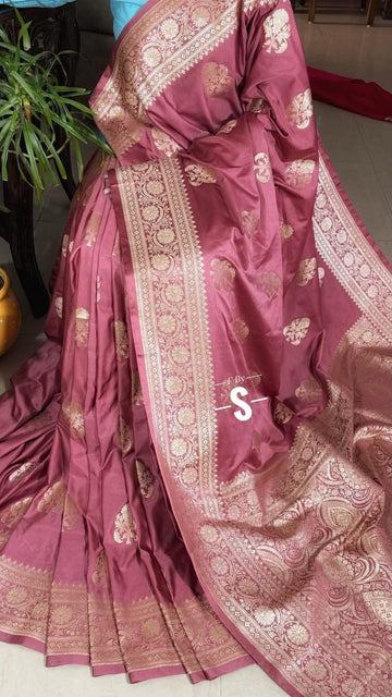 Pale pink Banarasi mashru silk saree