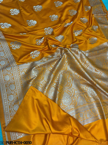 Mustard Banarasi mashru silk saree