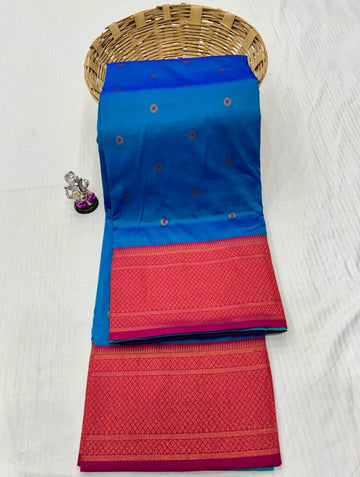 Teal Blue Paithani Saree