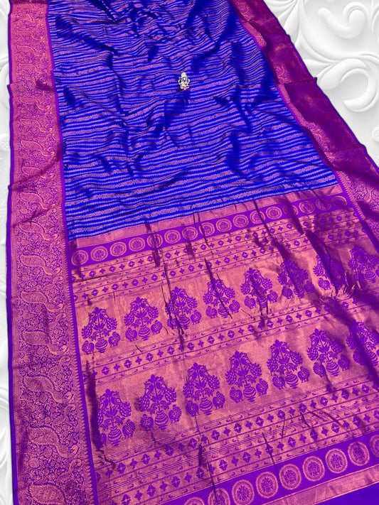 Blue Kadiyal Paithani Saree
