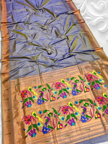 Grey Paithani Saree