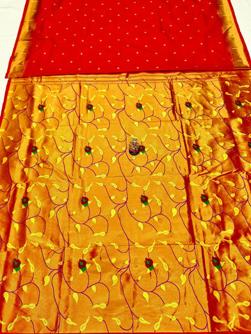 red Paithani Saree