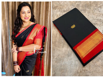 Black with Red border saree