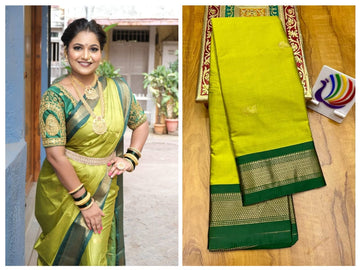 Olive Green with Dark border saree