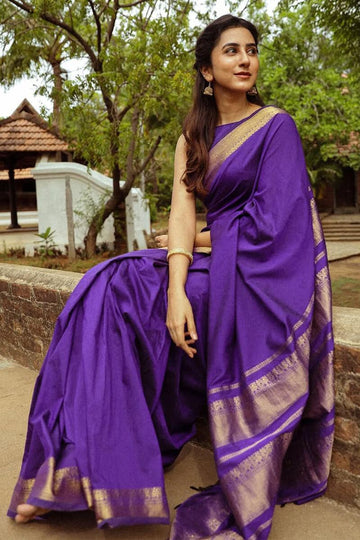 Purple Soft Lichi Silk Saree with Rich Pallu