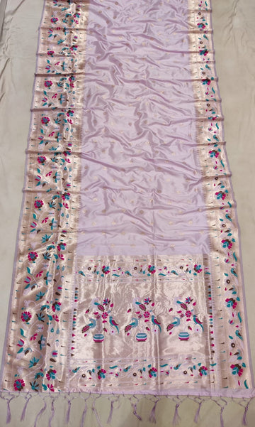 Pale pink color with rich paithani border saree