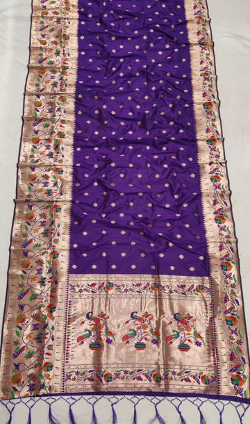 Dark Purple color with rich paithani border saree