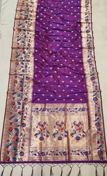 Purple color with rich paithani border saree