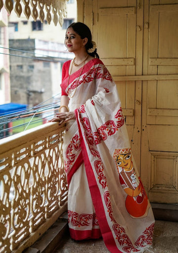 White & Red linen Divine Festival Collection