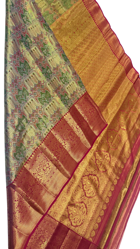 3D Meena Brocade Kanchipuram Pure silk saree