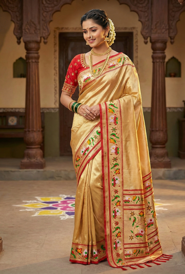 Gold Timeless Organza Tissue Silk Saree ✨