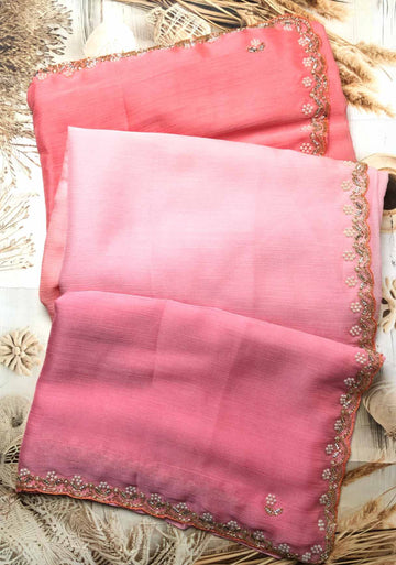Elegant Chiffon Saree with Scallop Border