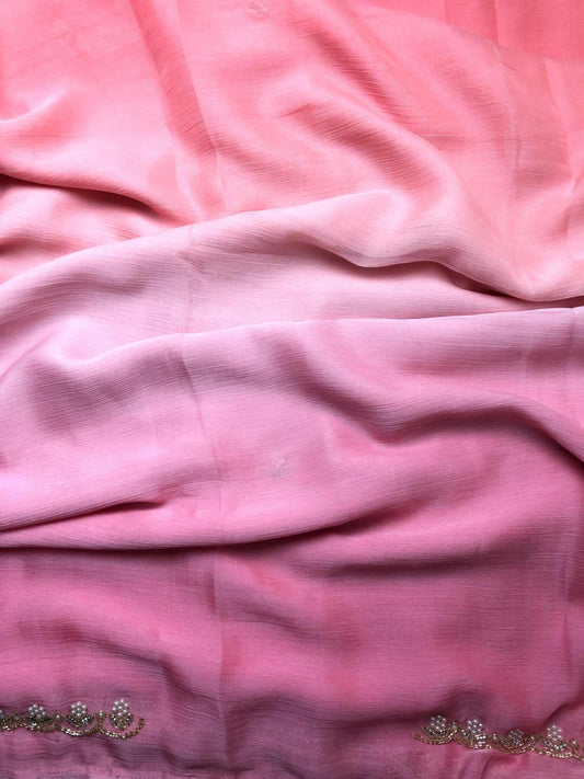 Elegant Chiffon Saree with Scallop Border