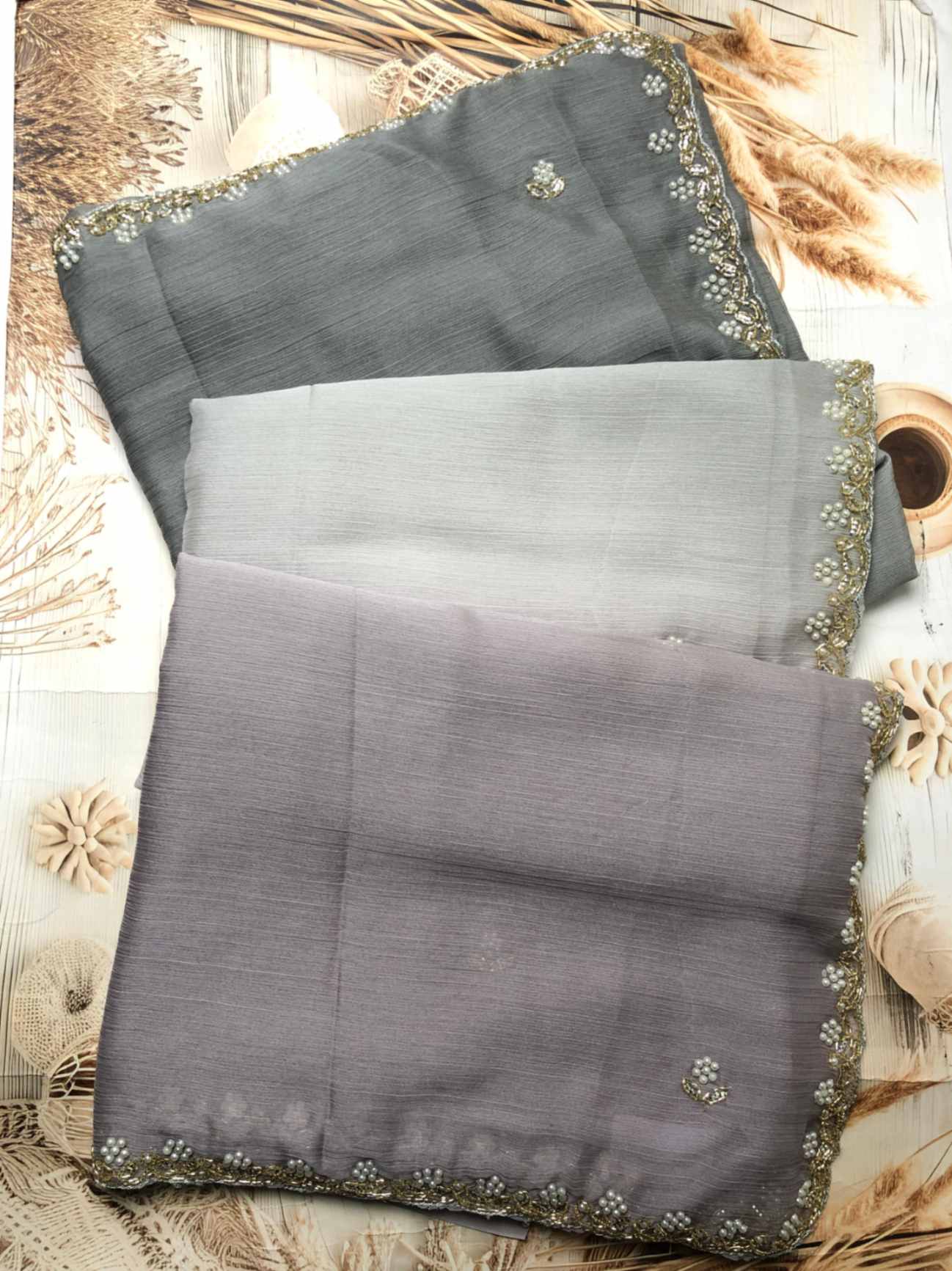 Elegant Chiffon Saree with Scallop Border