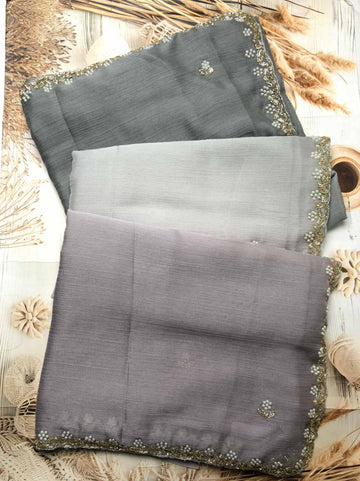 Elegant Chiffon Saree with Scallop Border