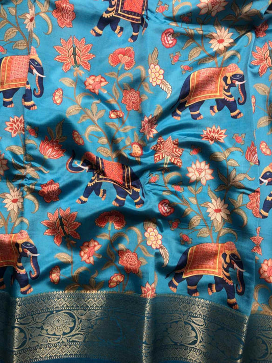 Elegant Dupian Silk Saree with Blouse Piece
