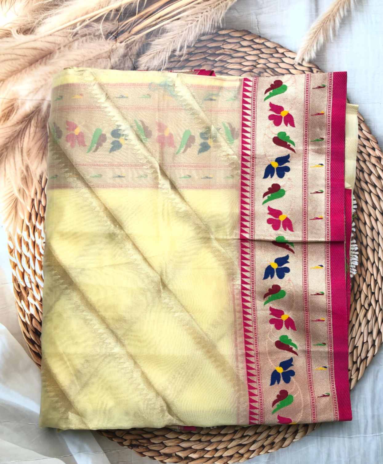 Elegant Chanderi Silk Saree with Paithani Border
