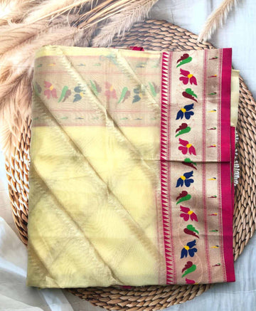 Elegant Chanderi Silk Saree with Paithani Border