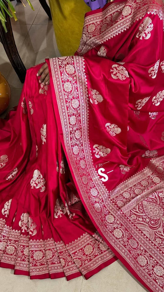 Rose Banarasi mashru silk saree