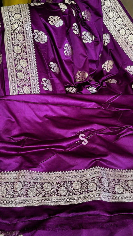 Grape  Purple Banarasi mashru silk saree