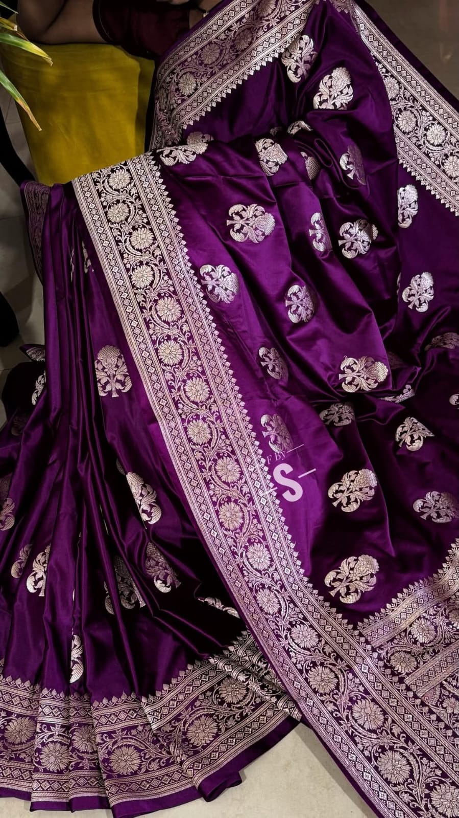 Grape  Purple Banarasi mashru silk saree