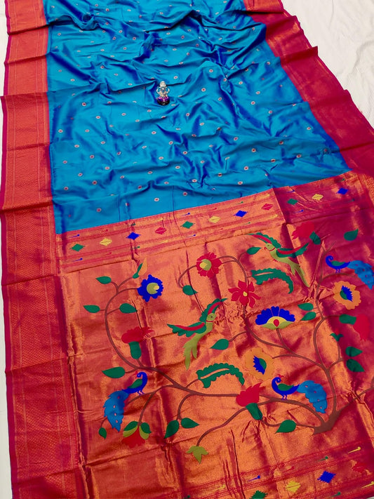 Teal Blue  Paithani Saree