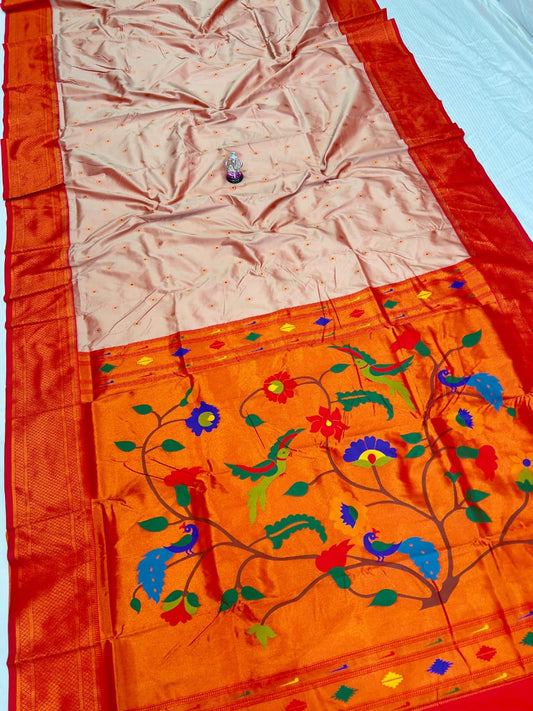 Pinkish with red   Paithani Saree