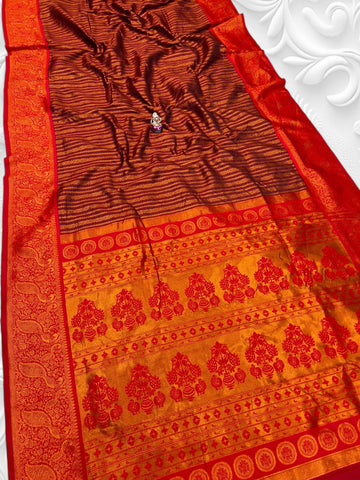 Brown Kadiyal Paithani Saree