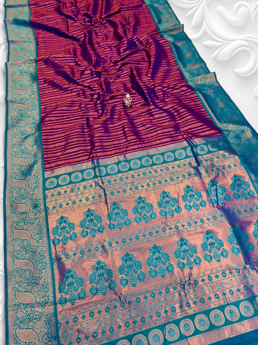 purple Kadiyal Paithani Saree