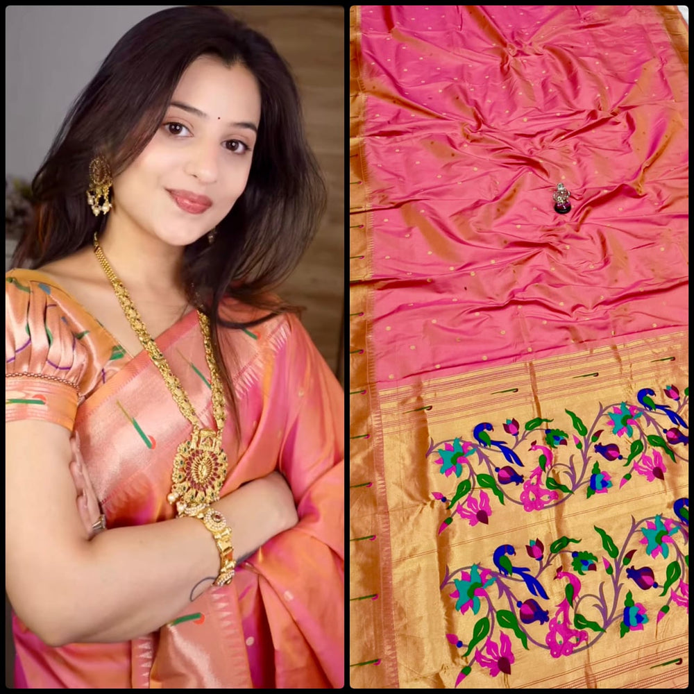 Rosy pink Paithani Saree
