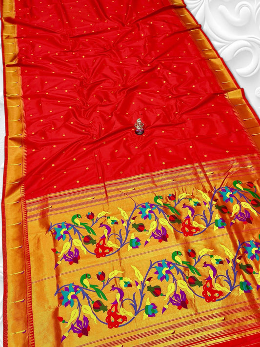 red Paithani Saree