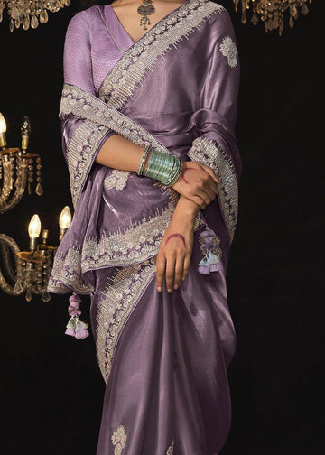 Lavender Jimmy Choo Crystal Silk Sarees