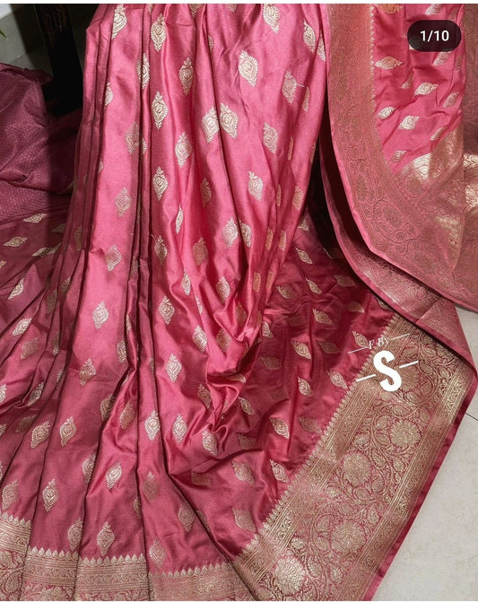 Pale pinik Banarasi mashru silk saree