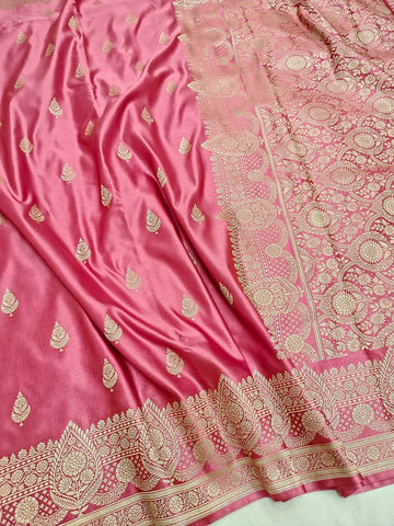 Pale pinik Banarasi mashru silk saree