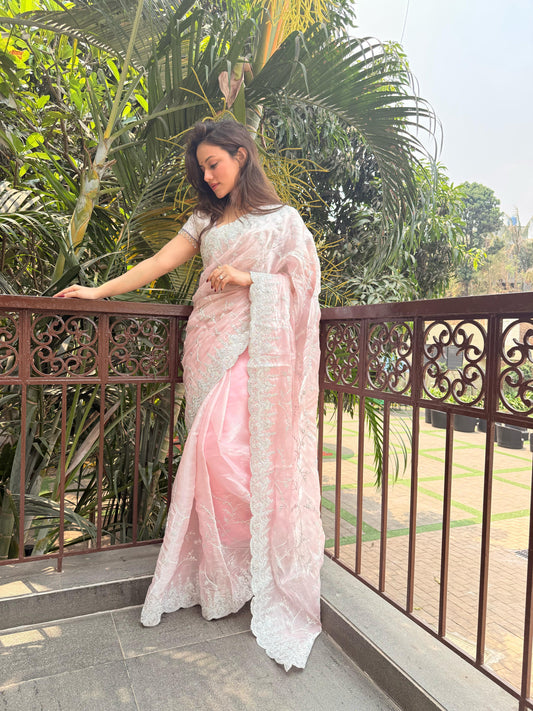Pure Satin Organza Silk Saree – The Essence of Elegance