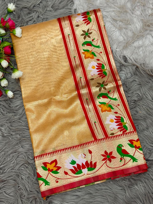 Gold Timeless Organza Tissue Silk Saree ✨