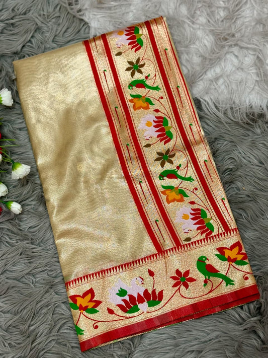 Cream Timeless Organza Tissue Silk Saree ✨