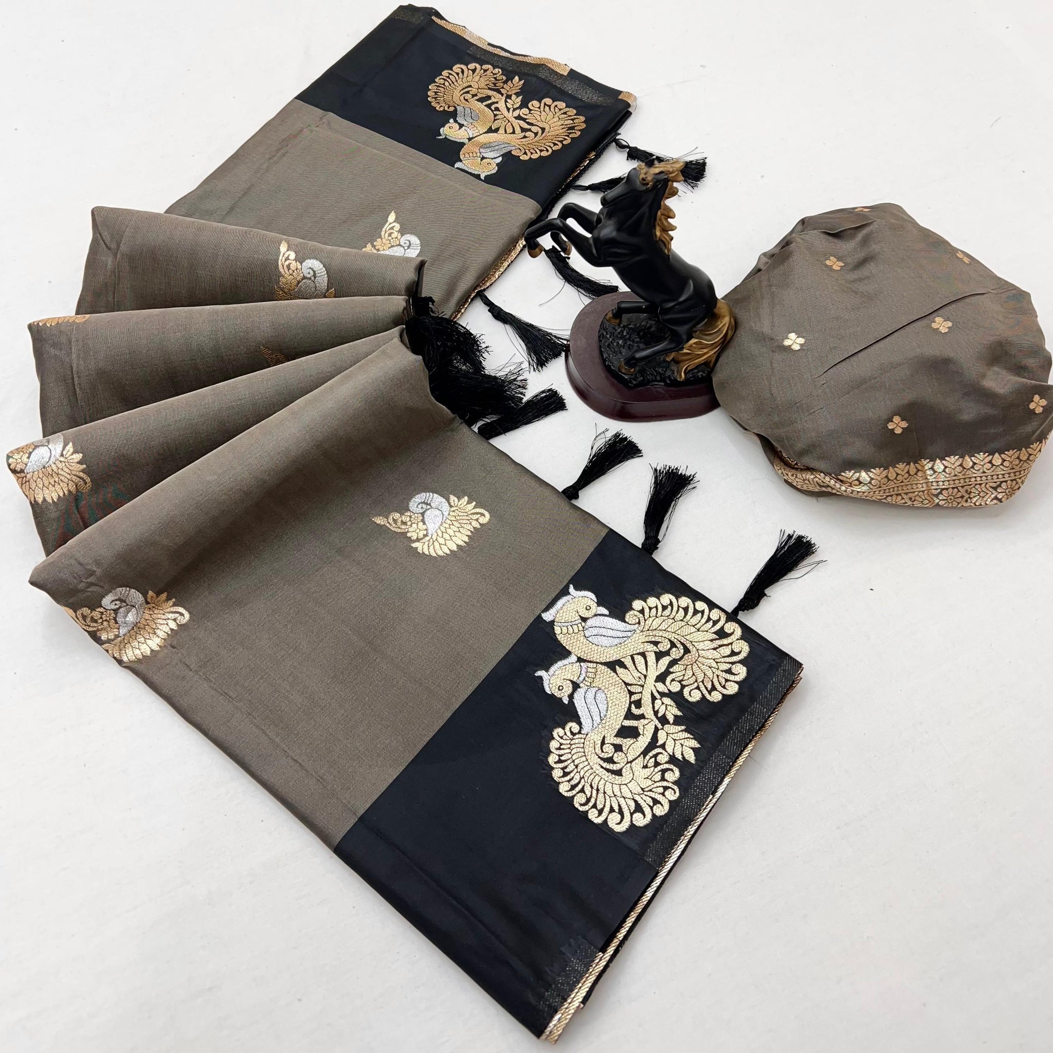 Grey Amrapali Paithani Silk Saree