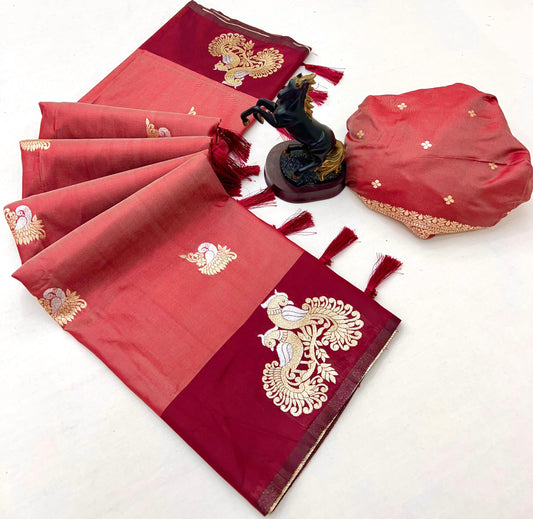 Rust pink Amrapali Paithani Silk Saree