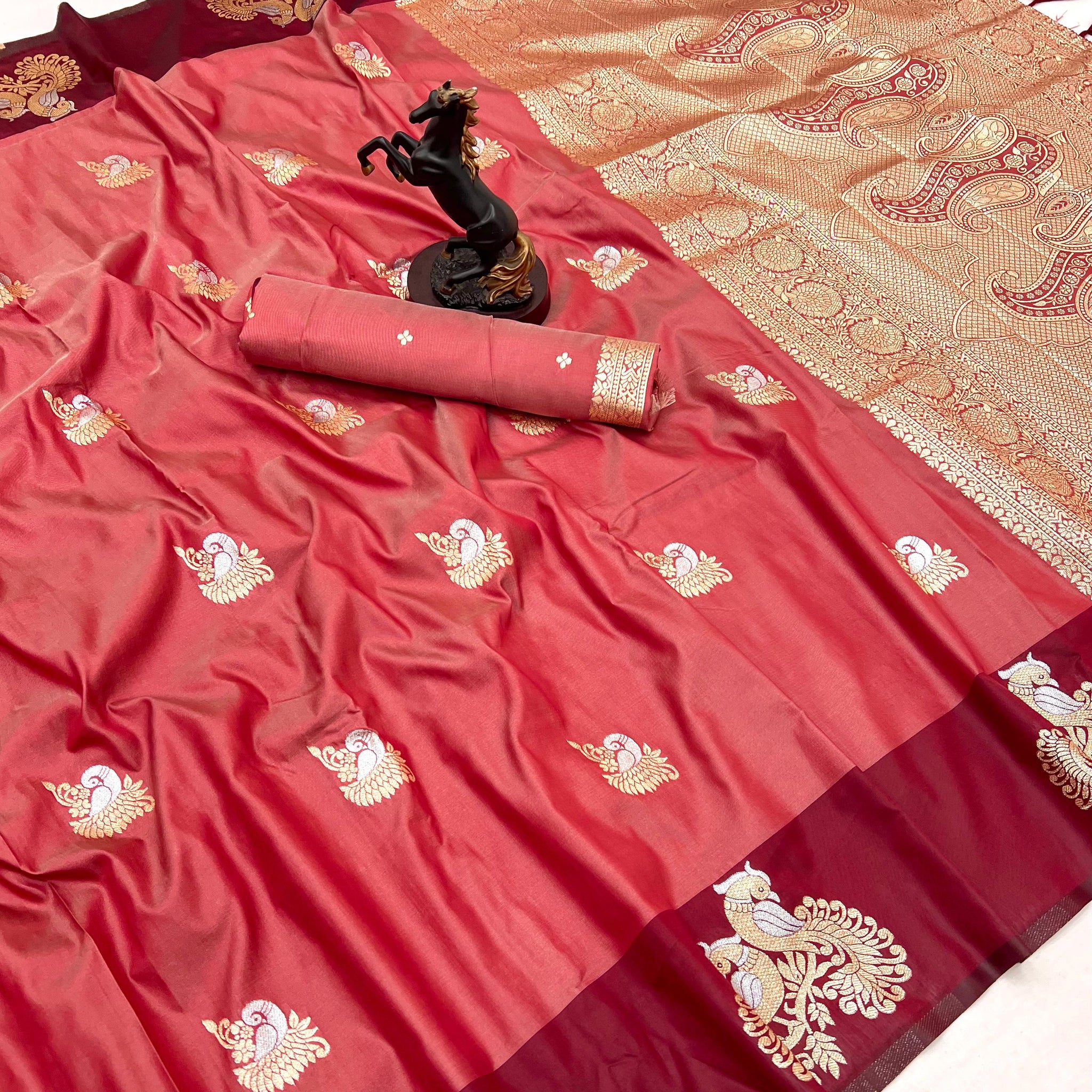 Rust pink Amrapali Paithani Silk Saree