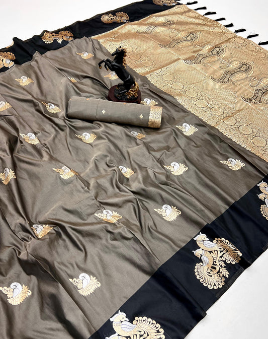 Grey Amrapali Paithani Silk Saree