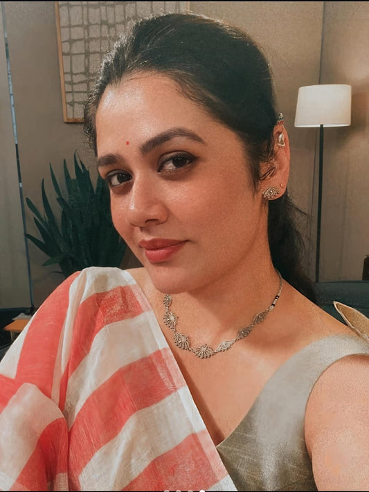 Peach orange Linen Digital Print