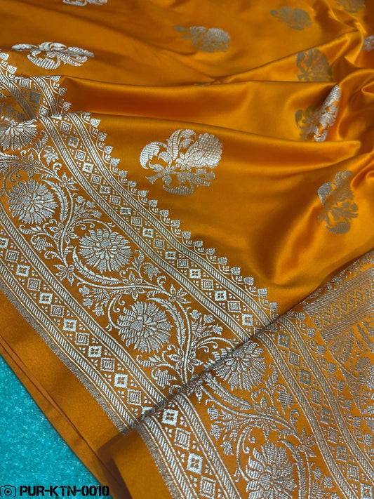 Mustard Banarasi mashru silk saree
