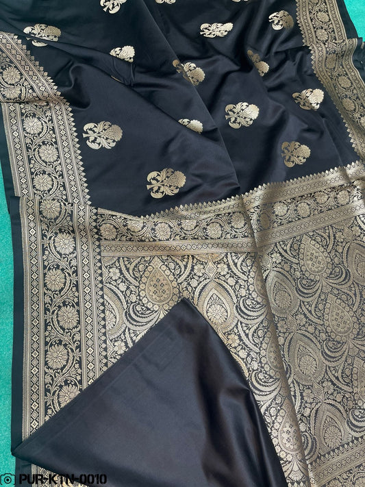 Black Banarasi mashru silk saree