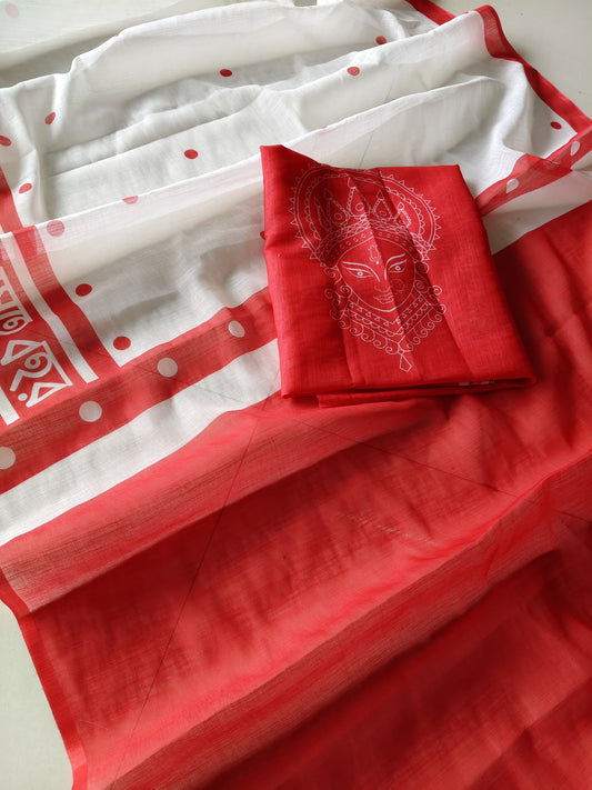 White & Red linen Divine Festival Collection