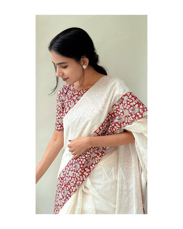 Soft Linen Golden Border Saree