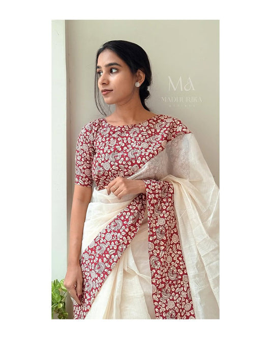 Soft Linen Golden Border Saree